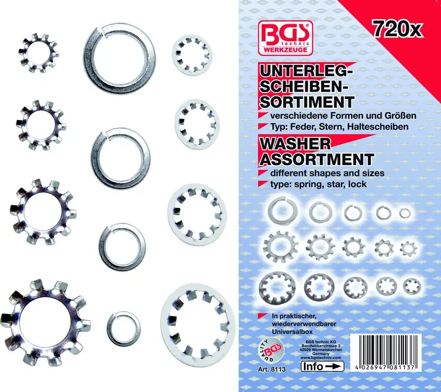 Unterlegscheiben-Sortiment, 720-tlg. | Sonderpreis