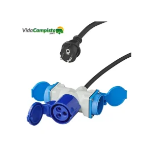 Nur solange der Vorrat reicht | 150cm 3x1,5mm² Adapterkabel von Schukostecker auf 1xCEE + 2xSchuko ProPlus Stecker